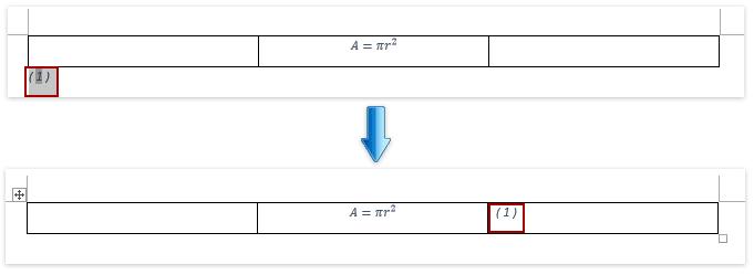 Chèn và căn lề ký hiệu ngay bên phải công thức toán bằng phím TABLE